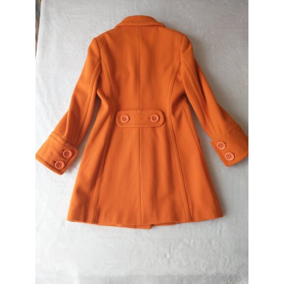 NWOT Orange small wool coat Jean Basic ptp 16'' - Picture 3 of 16
